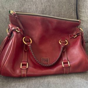 Dooney & Bourke Red and Gold Leather Satchel
